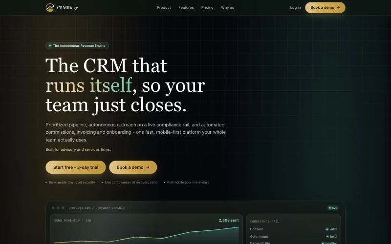 CRMRidge: Compliance-First CRM for Regulated Sales Teams