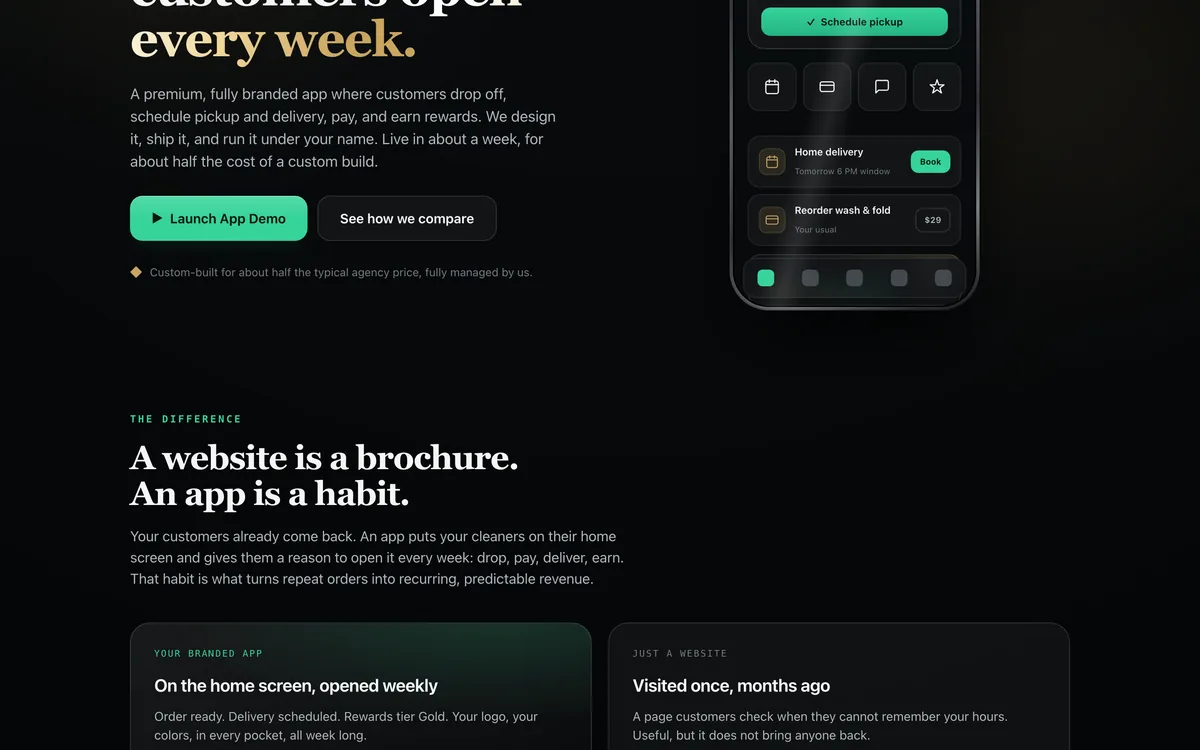 Laundry & Dry Cleaning Branded App Template + greenridgepress.com